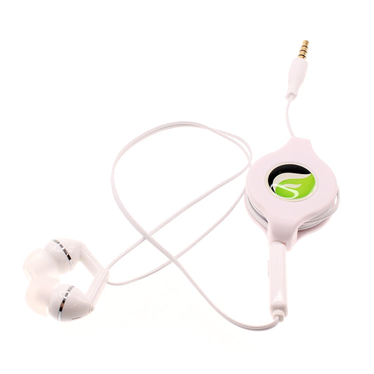 image of Retractable Earphones Headphones Hands-free Headset 3.5mm w Mic Earbuds  - BFS38 438-1