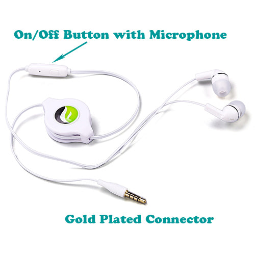 Retractable Earphones Headphones Hands-free Headset 3.5mm w Mic Earbuds  - BFS38 438-4