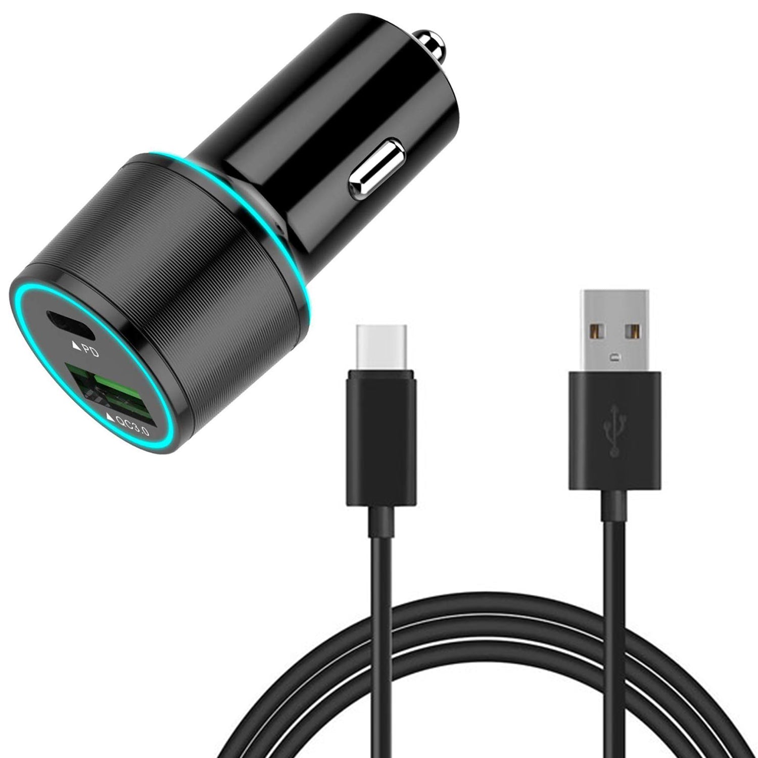 Quick Car Charger 36W 2-Port USB Cable Type-C PD  Power Adapter  - BFL91 1336-1