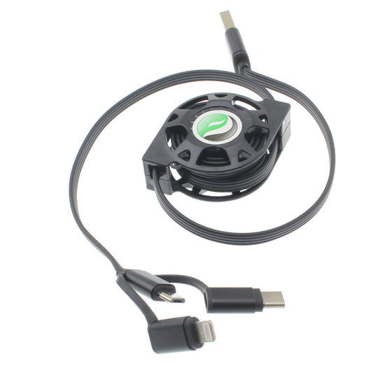 image of USB Cable Retractable Charger Power Cord 3-in-1  - BFR30 1103-1