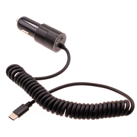 image of 36W Fast Car Charger USB-C Power Adapter Coiled Type-C Cable Extra USB Port DC Socket  - BFJ27 1573-1