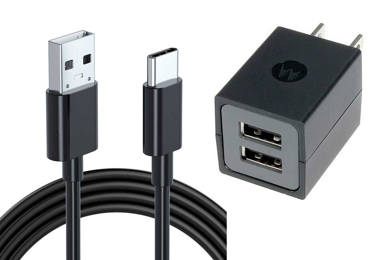 Home Wall 2 Port USB Charger with 6ft Long Type-C Cable 2058-1