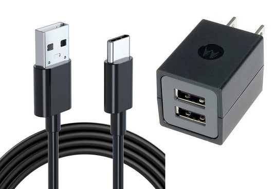 image of Home Wall 2 Port USB Charger with 6ft Long Type-C Cable 2058-1