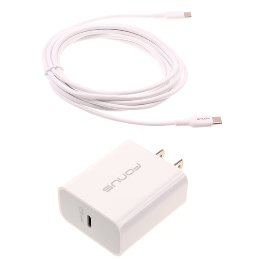 image of 18W PD Home Charger Fast Type-C 10ft Long Cable Quick Power Adapter  - BFE03 1489-1