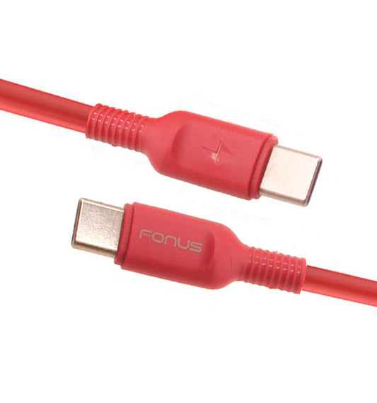 image of Red 6ft Long Cable USB-C to Type-C PD Fast Charger Cord Power Wire  - BFD18 1422-1