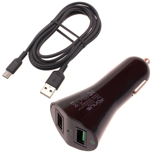 image of Car Charger 30W Fast 2-Port USB 6ft Cable Type-C Quick Charge  - BFA56 852-1