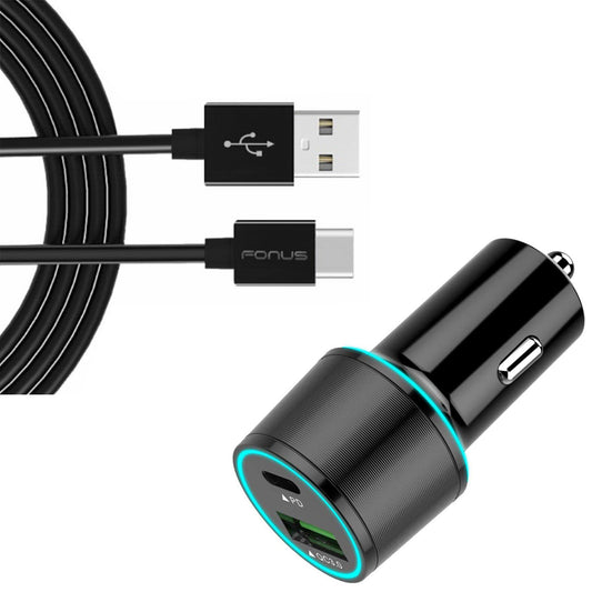 image of Quick Car Charger 36W 2-Port USB Cable Type-C PD  Power Adapter  - BFL91 1336-1