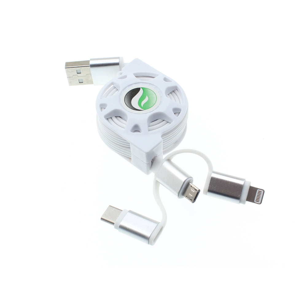 USB Cable Retractable Charger Power Cord 3-in-1  - BFR29 1102-1