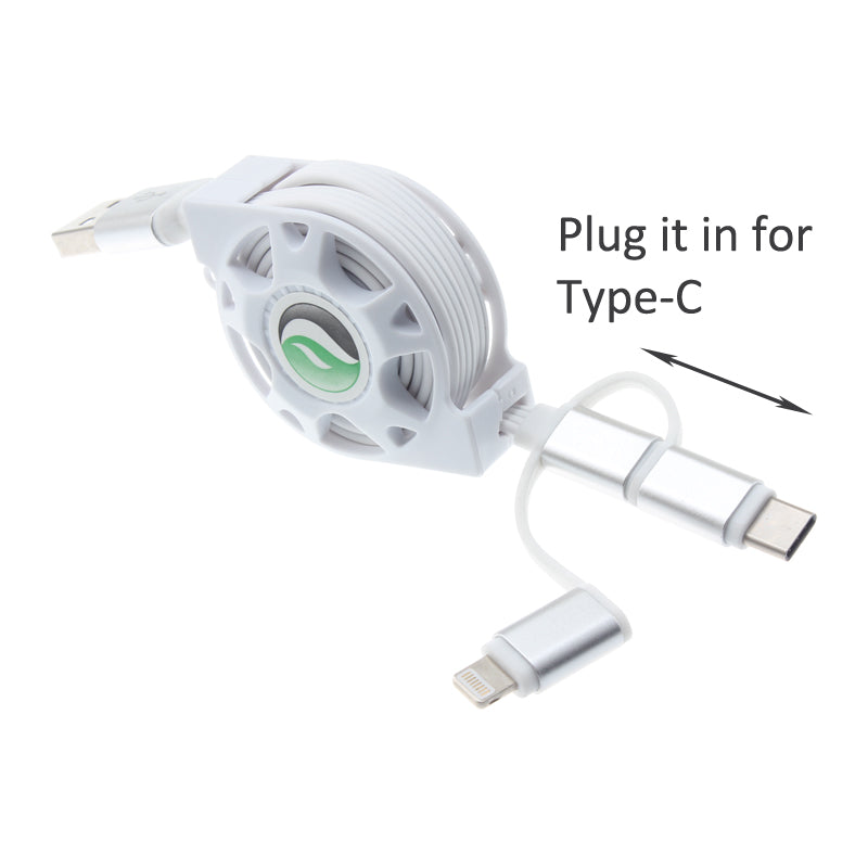 USB Cable Retractable Charger Power Cord 3-in-1  - BFR29 1102-2