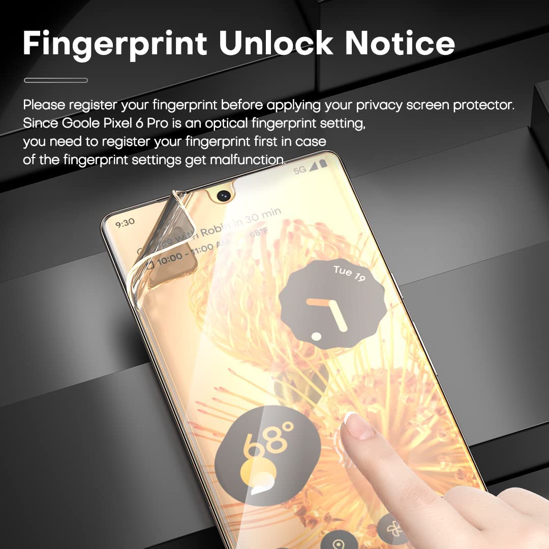 3 Pack Privacy Screen Protector TPU Film Fingerprint Works Anti-Peep Anti-Spy 3D Edge  - BF3Z28 1840-3