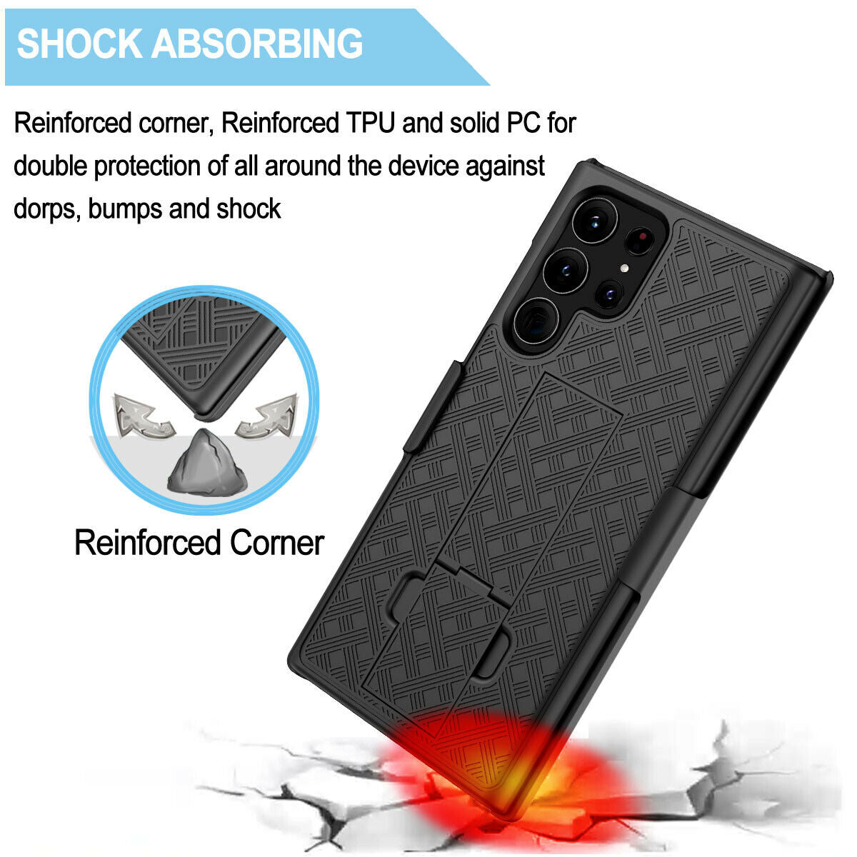 Belt Clip Case and 3 Pack Screen Protector Swivel Holster TPU Film Kickstand Cover Anti-Glare Fingerprint Works  - BFZ53+3Z34 1924-5