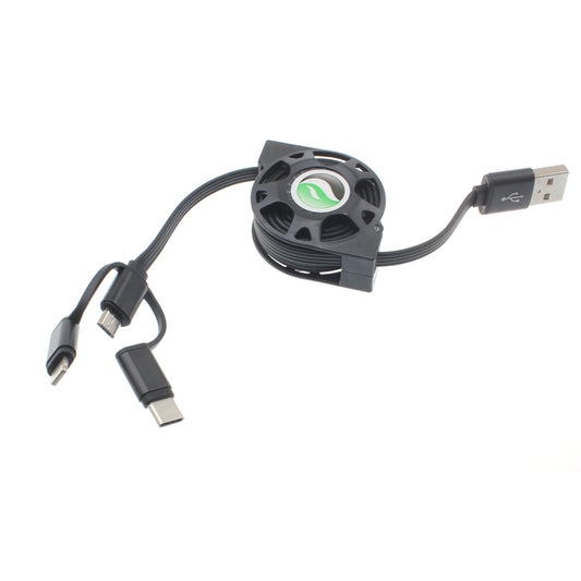 image of USB Cable Retractable Charger Power Cord 3-in-1  - BFR30 1103-1