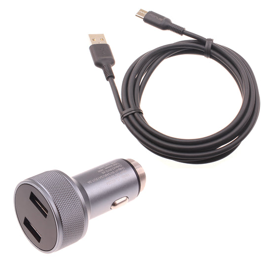 image of Car Charger 24W Fast 2-Port 6ft USB-C Cable DC Socket Power  - BFE15 1497-1