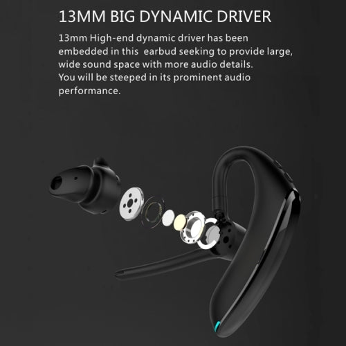 Wireless Earphone Ear-hook Headphone Boom Mic Handsfree Single Headset  - BFE24 1473-4