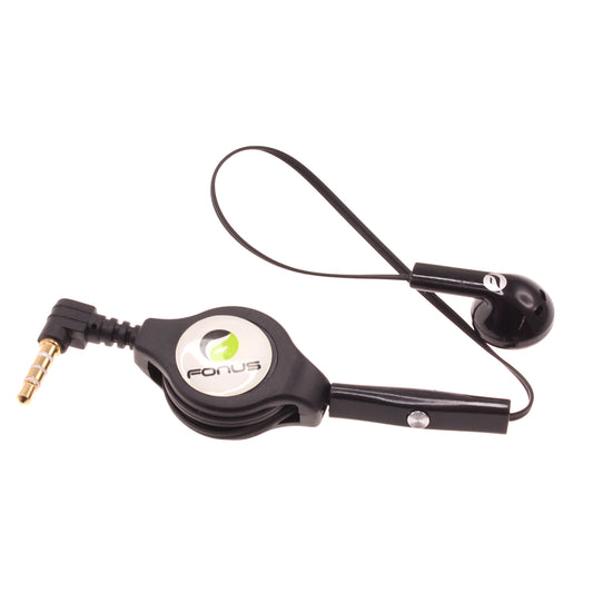 image of Retractable Mono Earphone Headphone 3.5mm w Mic Headset Handsfree Earbud  - BFJ80 384-1