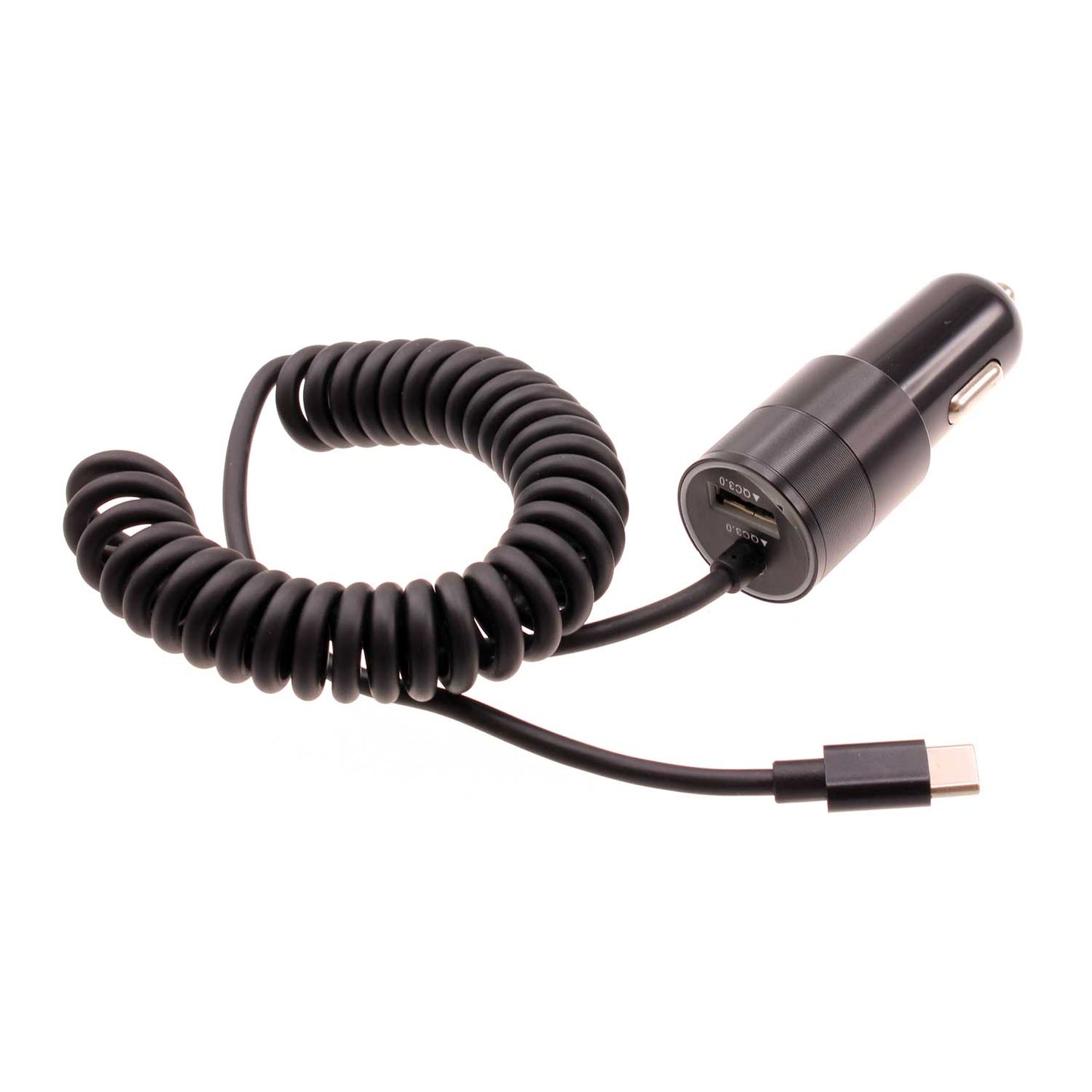 36W Fast Car Charger USB-C Power Adapter Coiled Type-C Cable Extra USB Port DC Socket  - BFJ27 1573-1