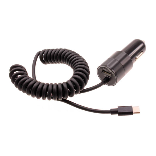 image of 36W Fast Car Charger USB-C Power Adapter Coiled Type-C Cable Extra USB Port DC Socket  - BFJ27 1573-1