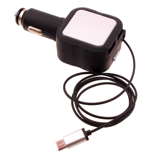 image of Car Charger Retractable 4.8Amp Type-C 2-Port USB Fast Charge  - BFM43 1064-1