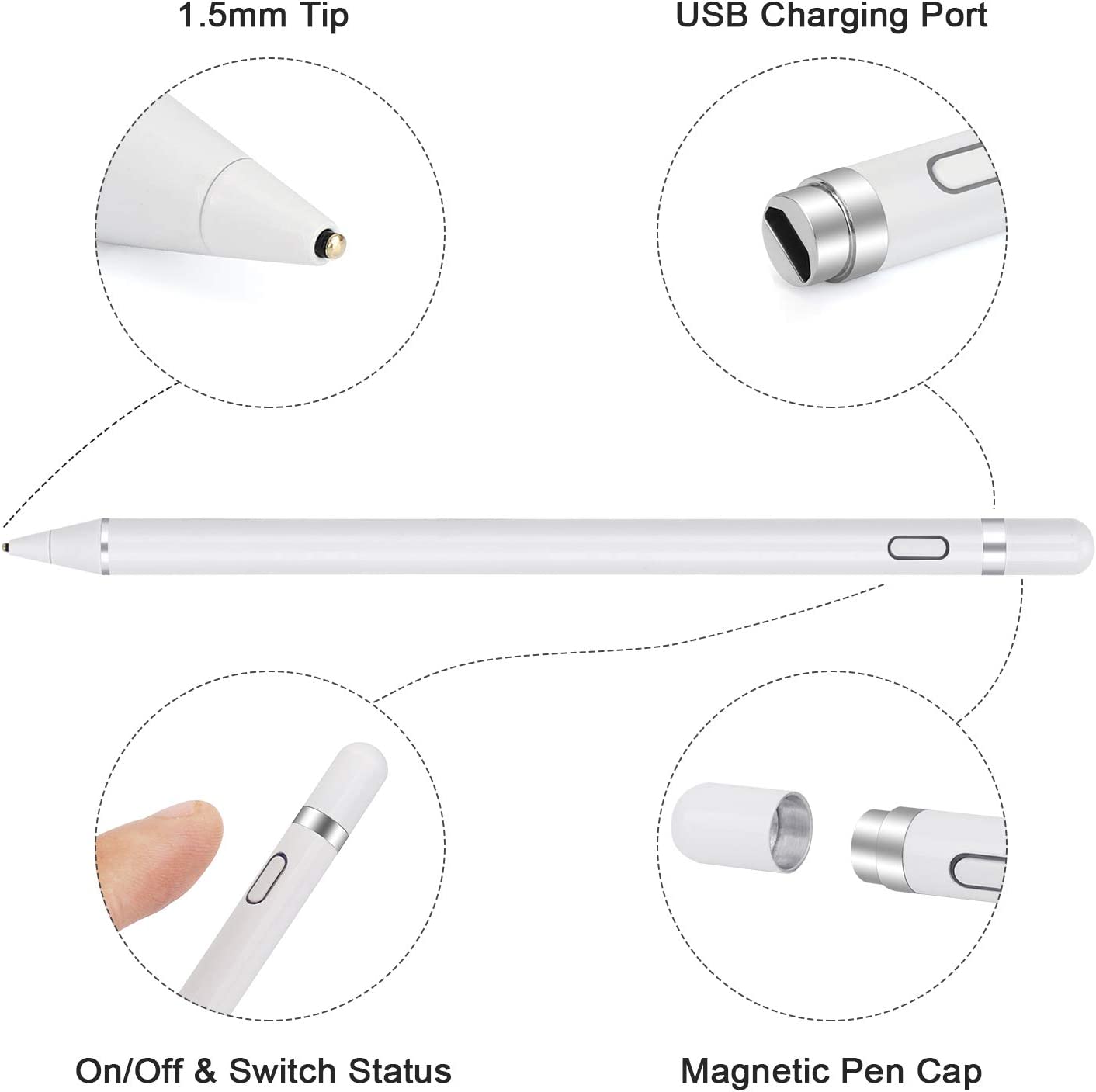 Active Stylus Pen  Digital  Capacitive Touch Rechargeable  Palm Rejection   - BFB20 1906-2