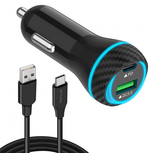 image of Quick Car Charger 43W 2-Port USB Cable Type-C PD  Power Adapter  - BFE20 1465-1