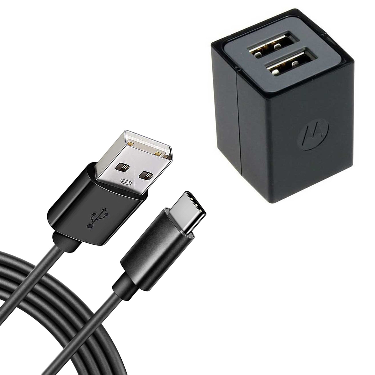 Home Wall 2 Port USB Charger with 6ft Long Type-C Cable 2058-1