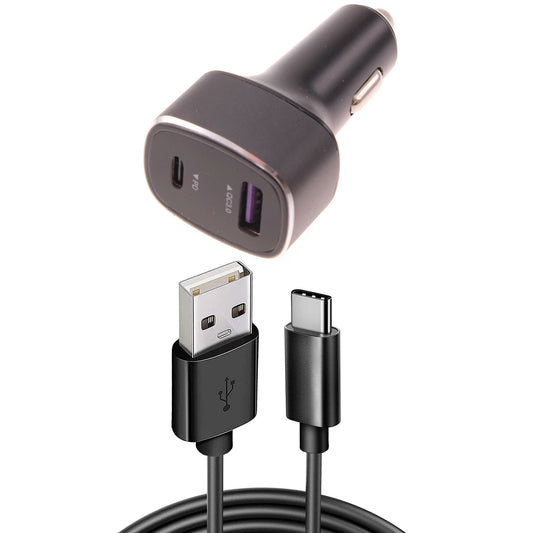 image of 36W PD Fast Car Charger 6ft USB-C Cable 2-Port Long Cord  Power Adapter Type-C Wire  - BFY32 1756-1