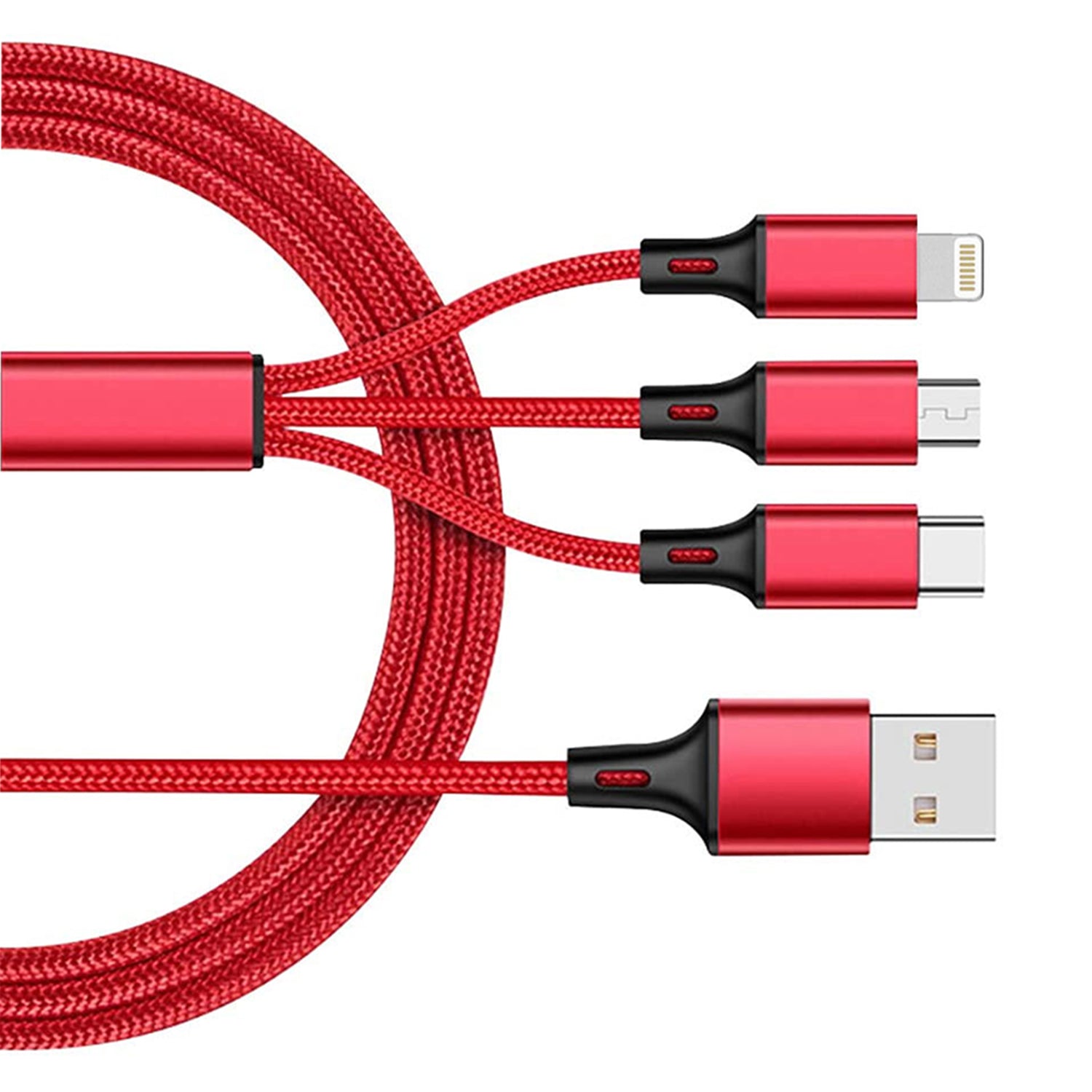 3-in-1 USB Cable (Type-C, 8-Pin, Micro-USB)  Charging Wire  Power Cord  USB-C  Sync  - BFG72 1858-1