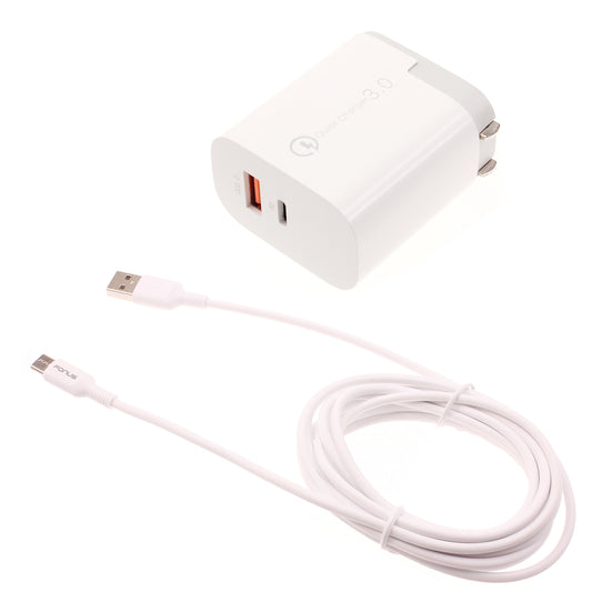 image of 36W PD Home Charger Fast Type-C 6ft Long Cable USB-C Power Cord QC3.0 Adapter  - BFE06 1495-1