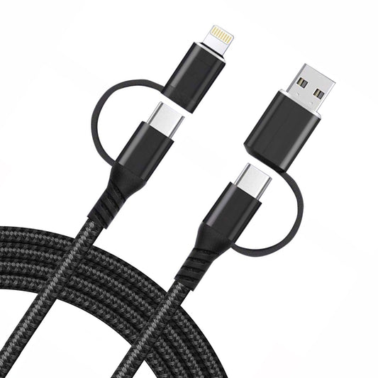 image of 4-in-1 USB-C Cable Fast Charger Power Cord [Type-C, iPhone, USB-A] Wire USB  - BFJ52 1673-1