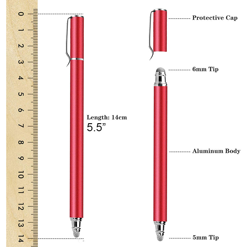 Red Stylus Touch Screen Pen Fiber Tip Aluminum Lightweight  - BFZ57 1683-5