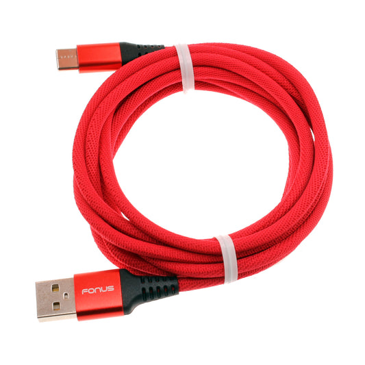 image of Red 6ft USB-C Cable Type-C Charger Cord Power Wire Long  - BFK59 1414-1