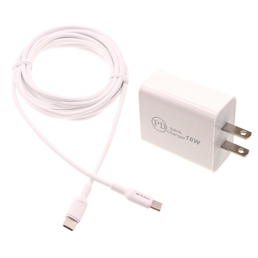 image of 18W PD Home Charger Fast Type-C 10ft Long Cable Quick Power Adapter  - BFE03 1489-1