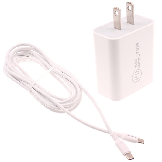 image of 18W PD Home Charger Fast Type-C 10ft Long Cable Quick Power Adapter  - BFE03 1489-1