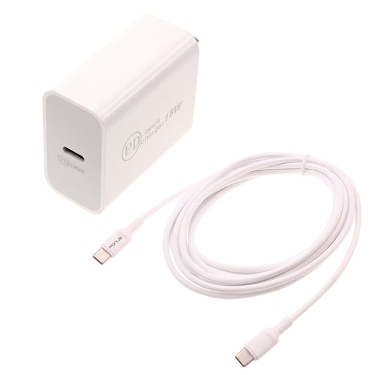 image of 18W PD Home Charger Fast Type-C 10ft Long Cable Quick Power Adapter  - BFE03 1489-1