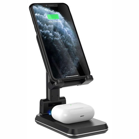 image of Dual 10W Wireless Charger Fast Foldable Stand 2-Coils Charging Pad  - BFJ96 1569-1