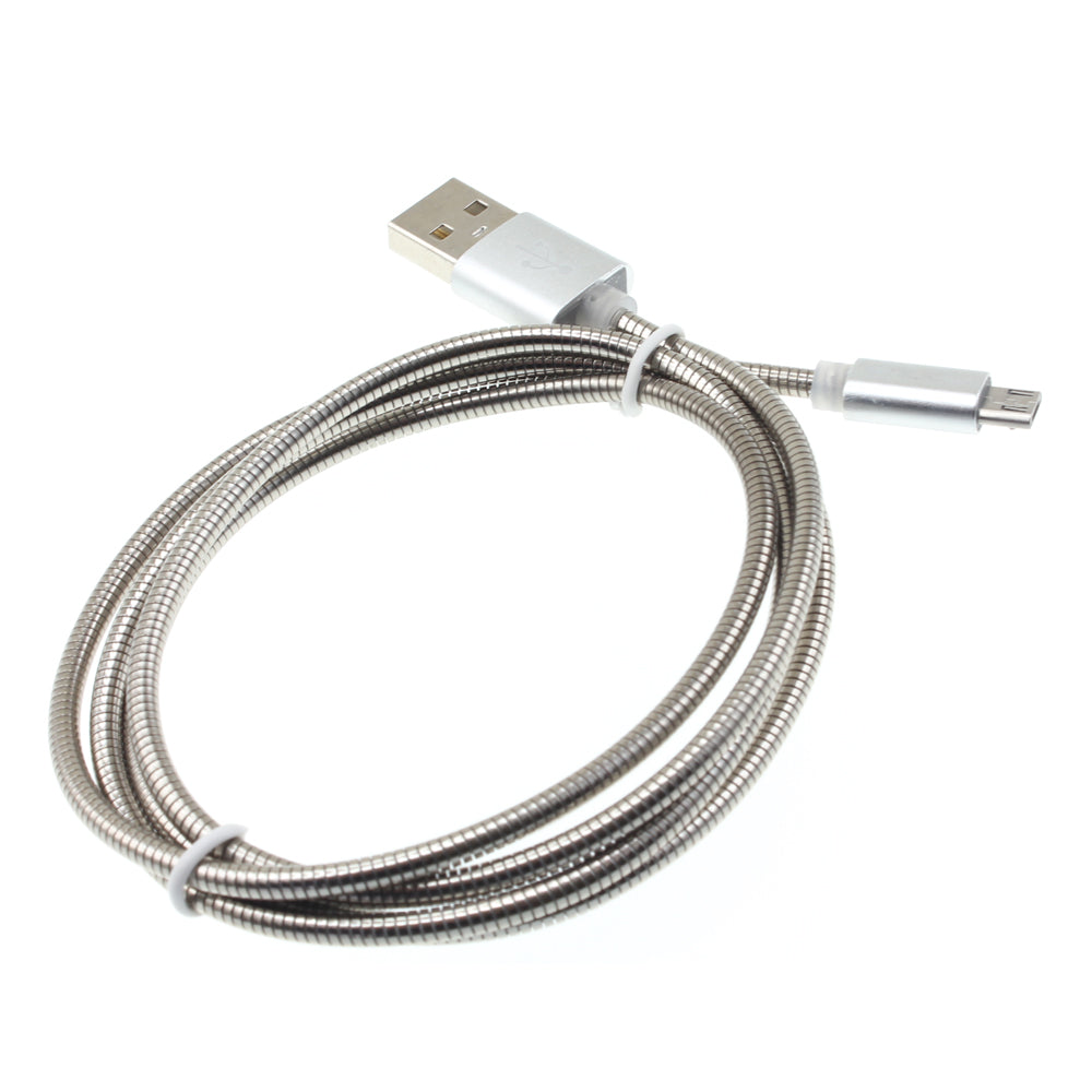 Metal USB Cable 3ft Charger Cord Power Wire MicroUSB  - BFF51 932-1