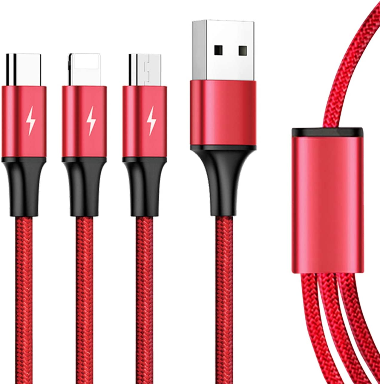 3-in-1 USB Cable (Type-C, 8-Pin, Micro-USB)  Charging Wire  Power Cord  USB-C  Sync  - BFG72 1858-1