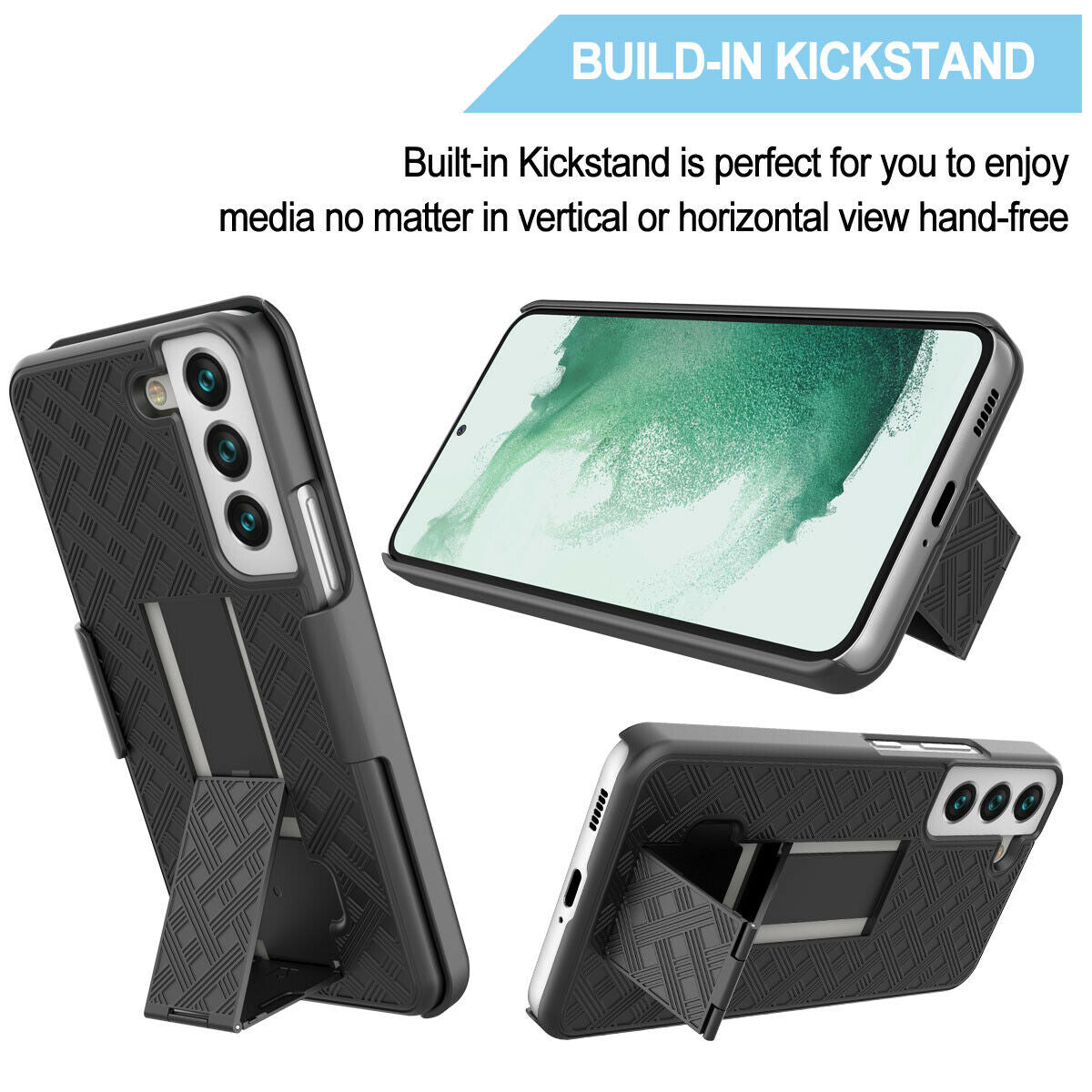 Belt Clip Case and Screen Protector Swivel Holster Tempered Glass Kickstand  9H Hardness   (Fingerprint Unlock)   - BFK24+Y96 1925-6