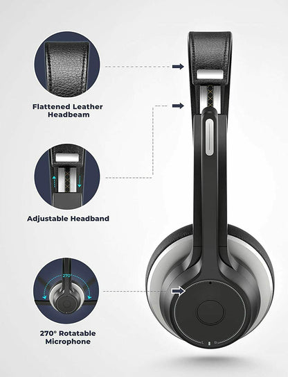 Wireless Over-Ear Headphones With Boom Mic Headset Hands-free Earphones Noise Isolation - BFZ58 1684-7