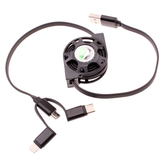 image of USB Cable Retractable Charger Power Cord 3-in-1  - BFR30 1103-1