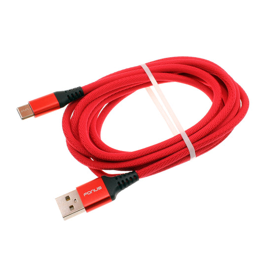 Red 10ft USB-C Cable Type-C Charger Cord Power Wire Long  - BFA80 1514-1