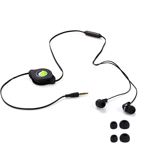 Retractable Earphones Headphones Hands-free Headset 3.5mm w Mic Earbuds  - BFF93 439-4