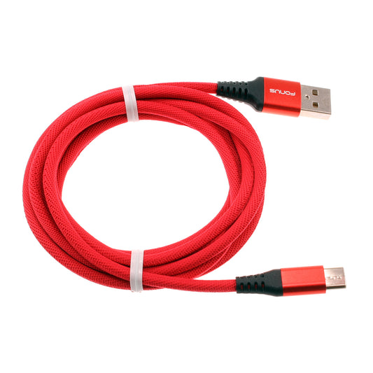 image of Red 6ft USB-C Cable Type-C Charger Cord Power Wire Long  - BFK59 1414-1