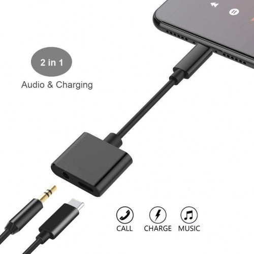 USB-C Headphone Adapter Earphone 3.5mm Jack Charger Port Splitter Mic Support  - BFG76 1350-3