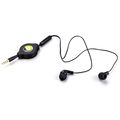 Retractable Earphones Headphones Hands-free Headset 3.5mm w Mic Earbuds  - BFF93 439-2