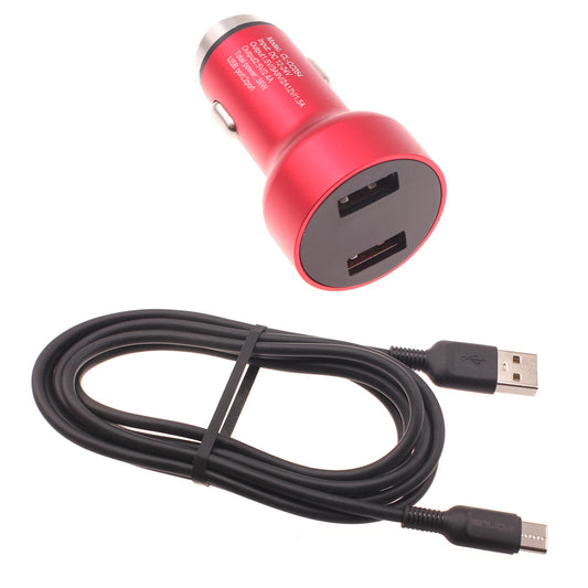 image of Car Charger 24W Fast 2-Port 6ft USB-C Cable DC Socket Power  - BFE14 1496-1