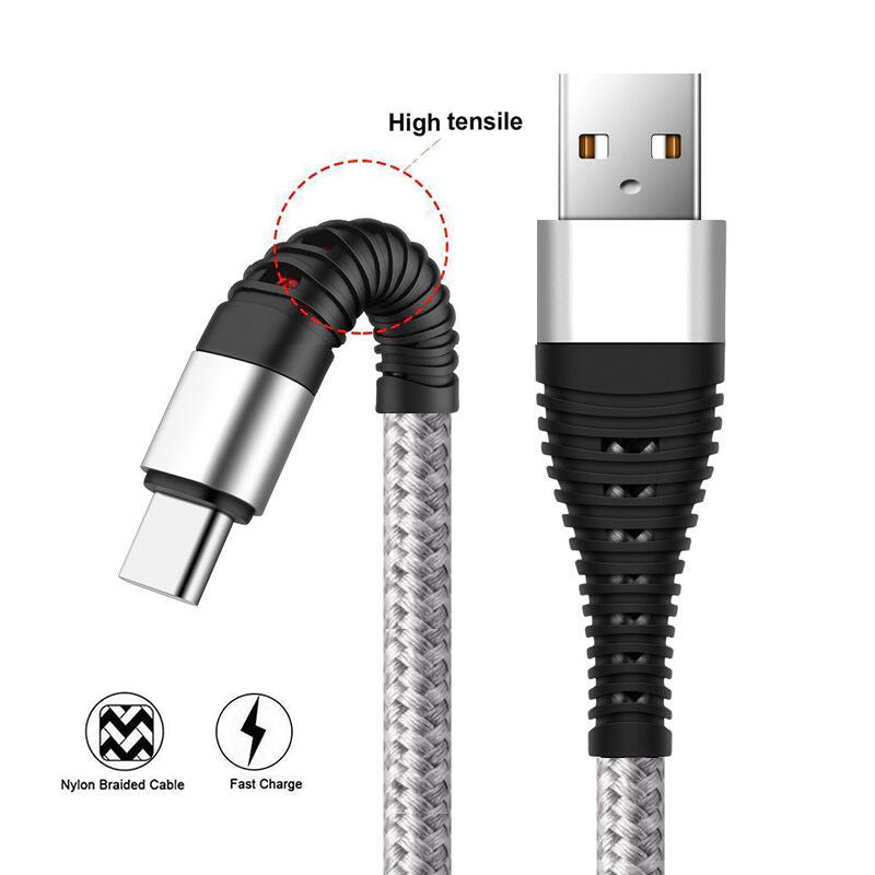 6ft and 10ft Long USB-C Cables Fast Charge TYPE-C Cord Power Wire Data Sync Braided  - BFY70 1797-2