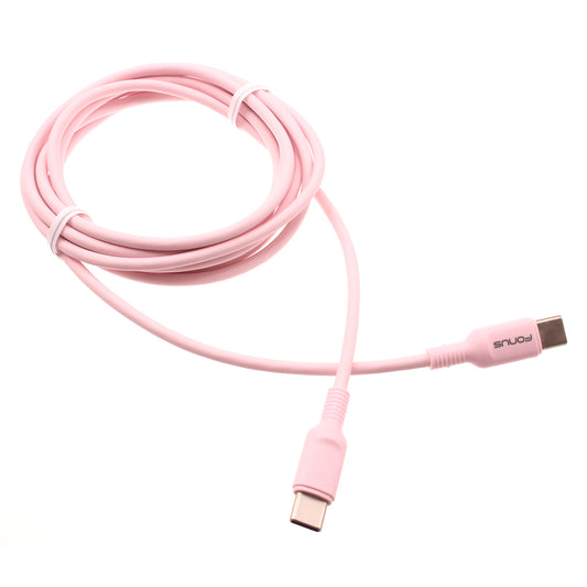 image of Pink 6ft Long Cable USB-C to Type-C PD Fast Charger Cord Power Wire  - BFB43 1419-1