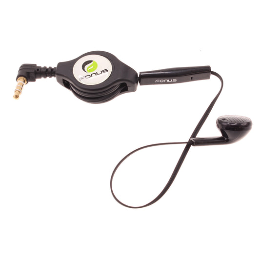 image of Retractable Mono Earphone Headphone 3.5mm w Mic Headset Handsfree Earbud  - BFJ80 384-1