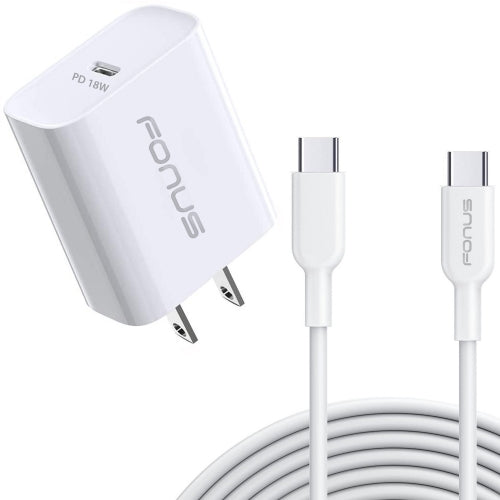 image of 18W PD Home Charger Fast Type-C 10ft Long Cable Quick Power Adapter  - BFE03 1489-1